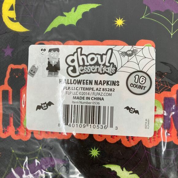 Ghoul Essentials Black Orange Boo Happy Halloween Party Dinner Napkin Plates Set - Picture 3 of 6